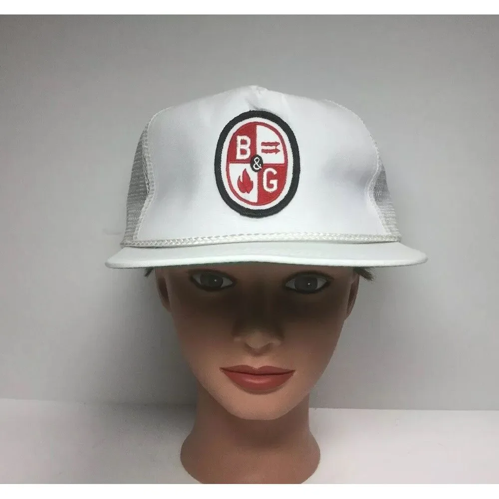 Vintage B & G White Hat‎ Embroidered Patch Snapback Mesh Trucker Cap